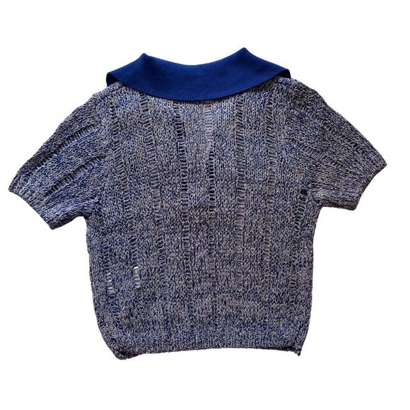 NWOT Free People Cassia Polo V-neck Collar Open Cable Knit Cropped Sweater - xs - Picture 7 of 8